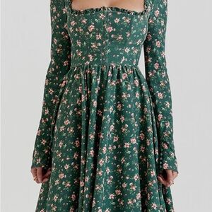 House of CB Green Floral Print Midi Dress